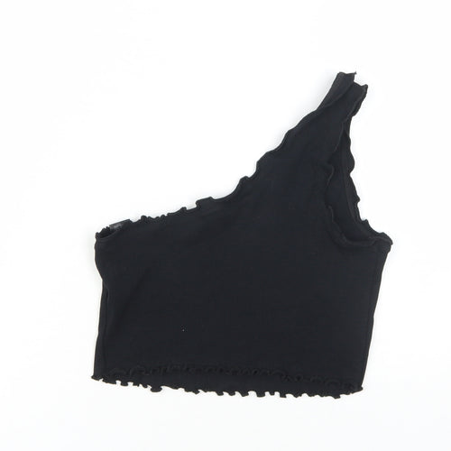 Collusion Women's Black Cropped One Shoulder Tank