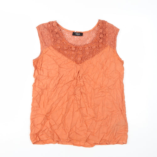 Klass Women's Orange Sleeveless Crochet Blouse