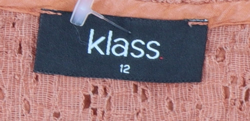 Klass Women's Orange Sleeveless Crochet Blouse
