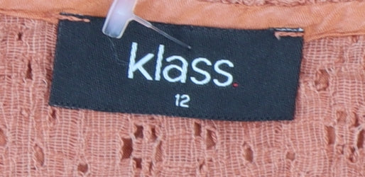 Klass Women's Orange Sleeveless Crochet Blouse
