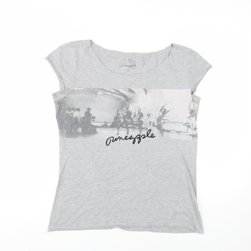 Pineapple Women's Grey Scoop Neck T-Shirt, Size 14