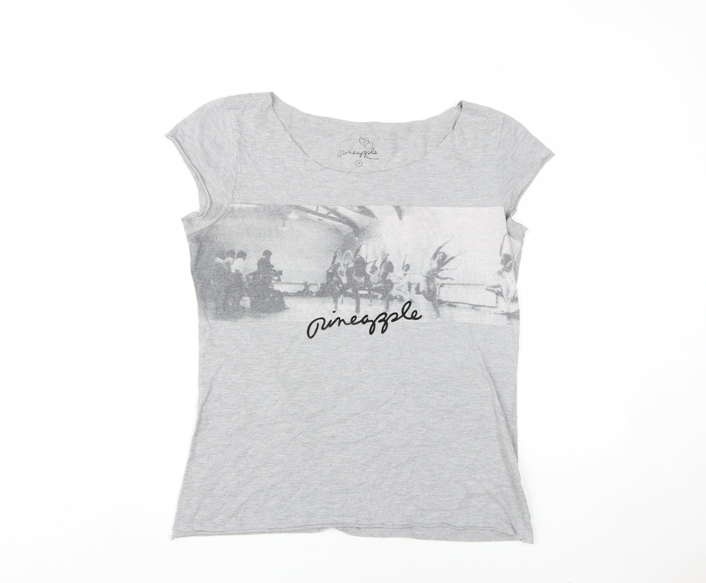 Pineapple Women's Grey Scoop Neck T-Shirt, Size 14