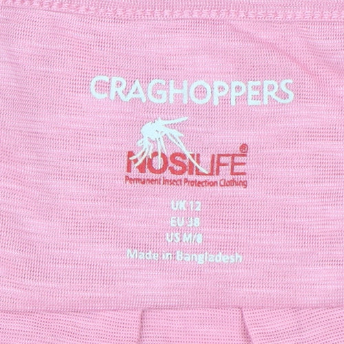 Craghoppers Women's Pink T-Shirt, Size 12, Moisture Wicking