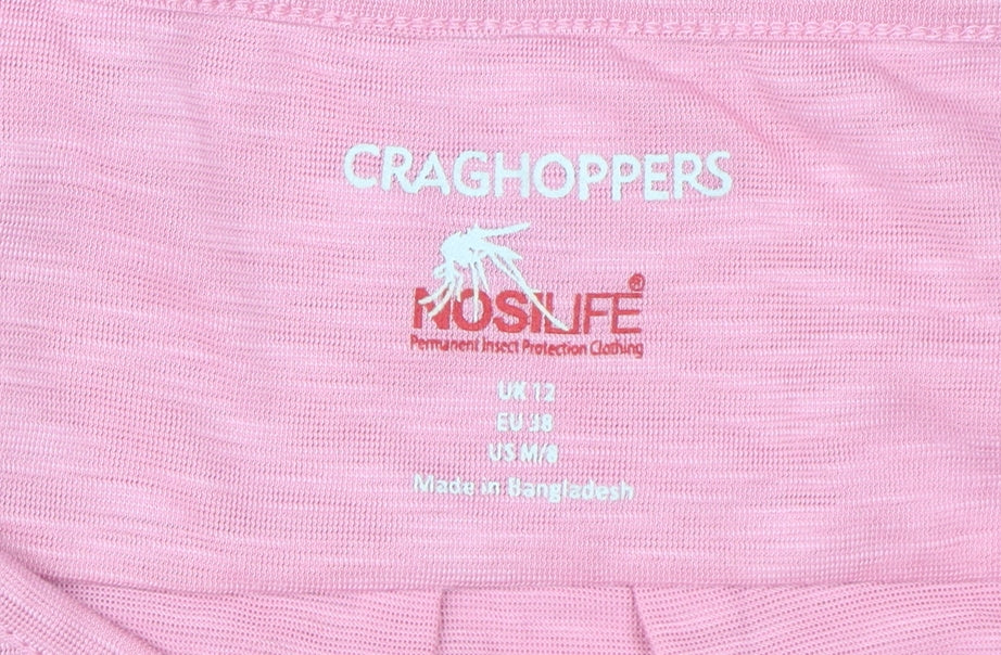 Craghoppers Women's Pink T-Shirt, Size 12, Moisture Wicking