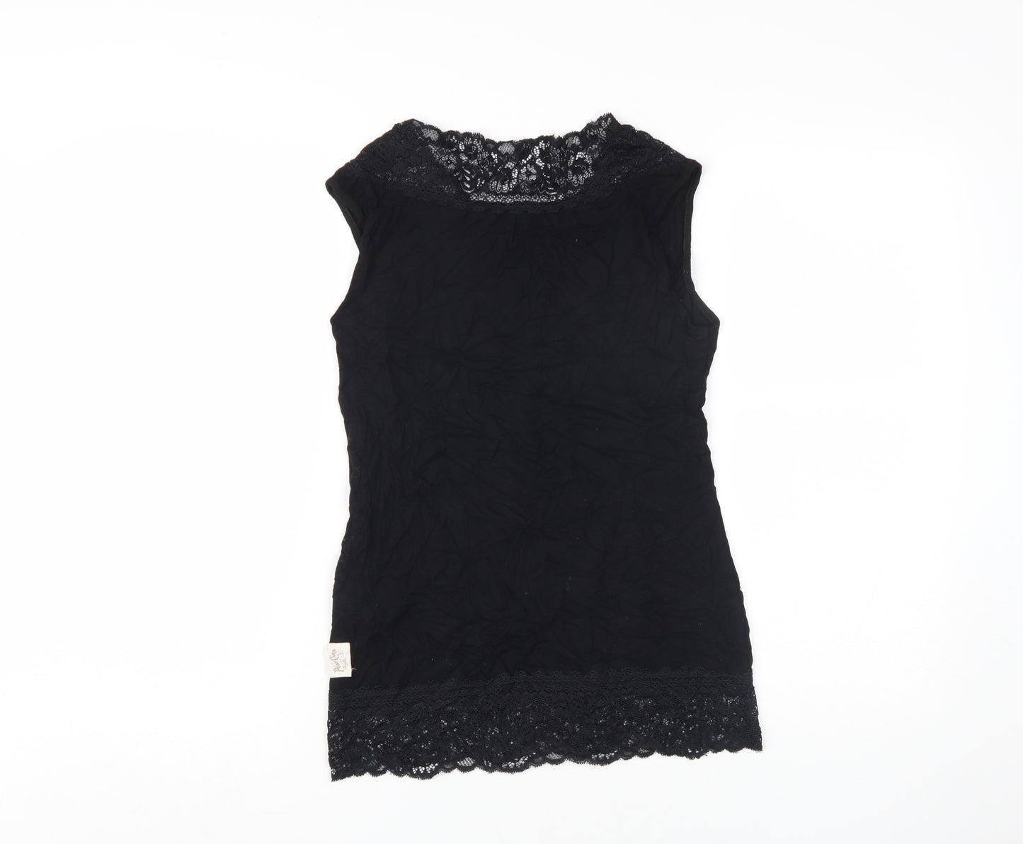 Post Card Women Black Sleeveless Basic Top