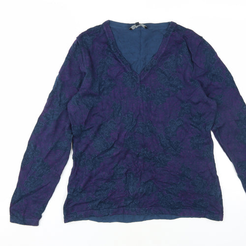 Viyella Women's Purple Floral Pullover Jumper M