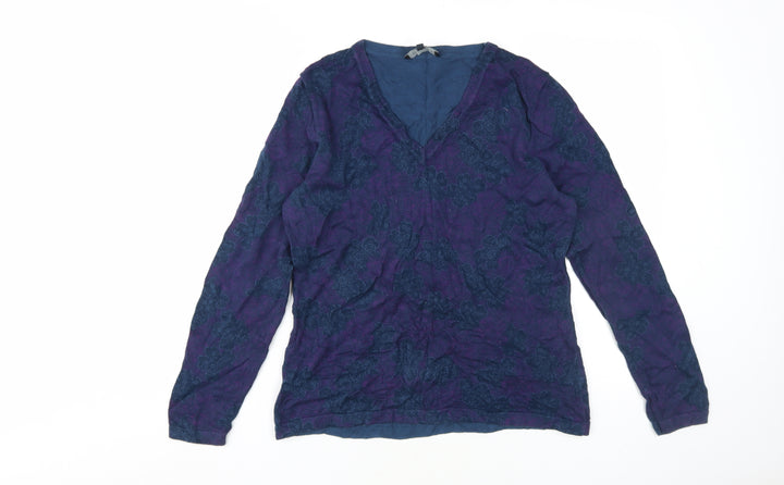 Viyella Women's Purple Floral Pullover Jumper M