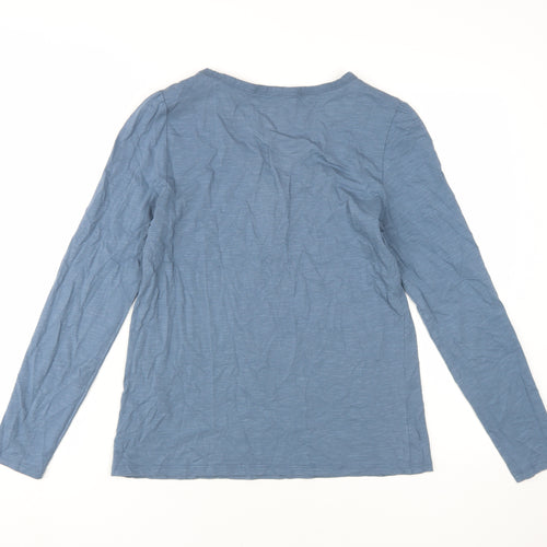 Esprit Women's Blue V-Neck Long Sleeve T-Shirt Medium