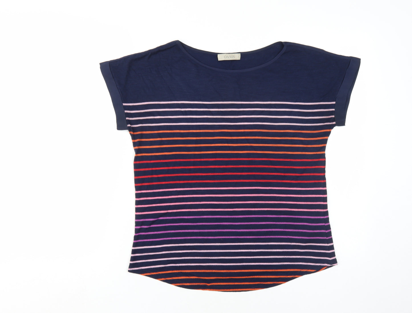 Oasis Women's Blue Stripe T-Shirt, Size S, Casual Style
