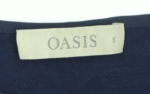 Oasis Women's Blue Stripe T-Shirt, Size S, Casual Style