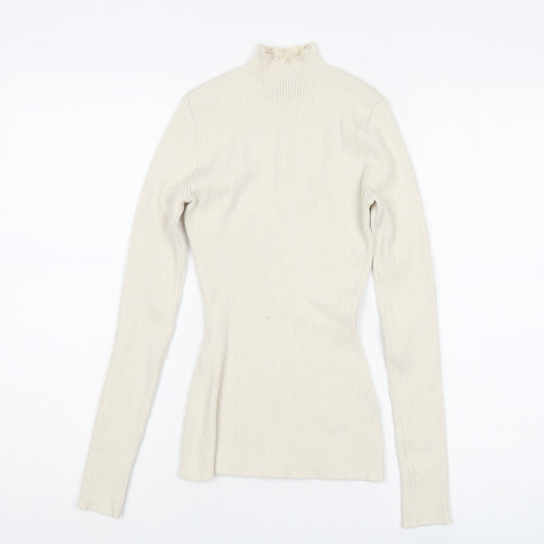 H&M Women's Beige Slim Fit Mock Neck Pullover - Size S