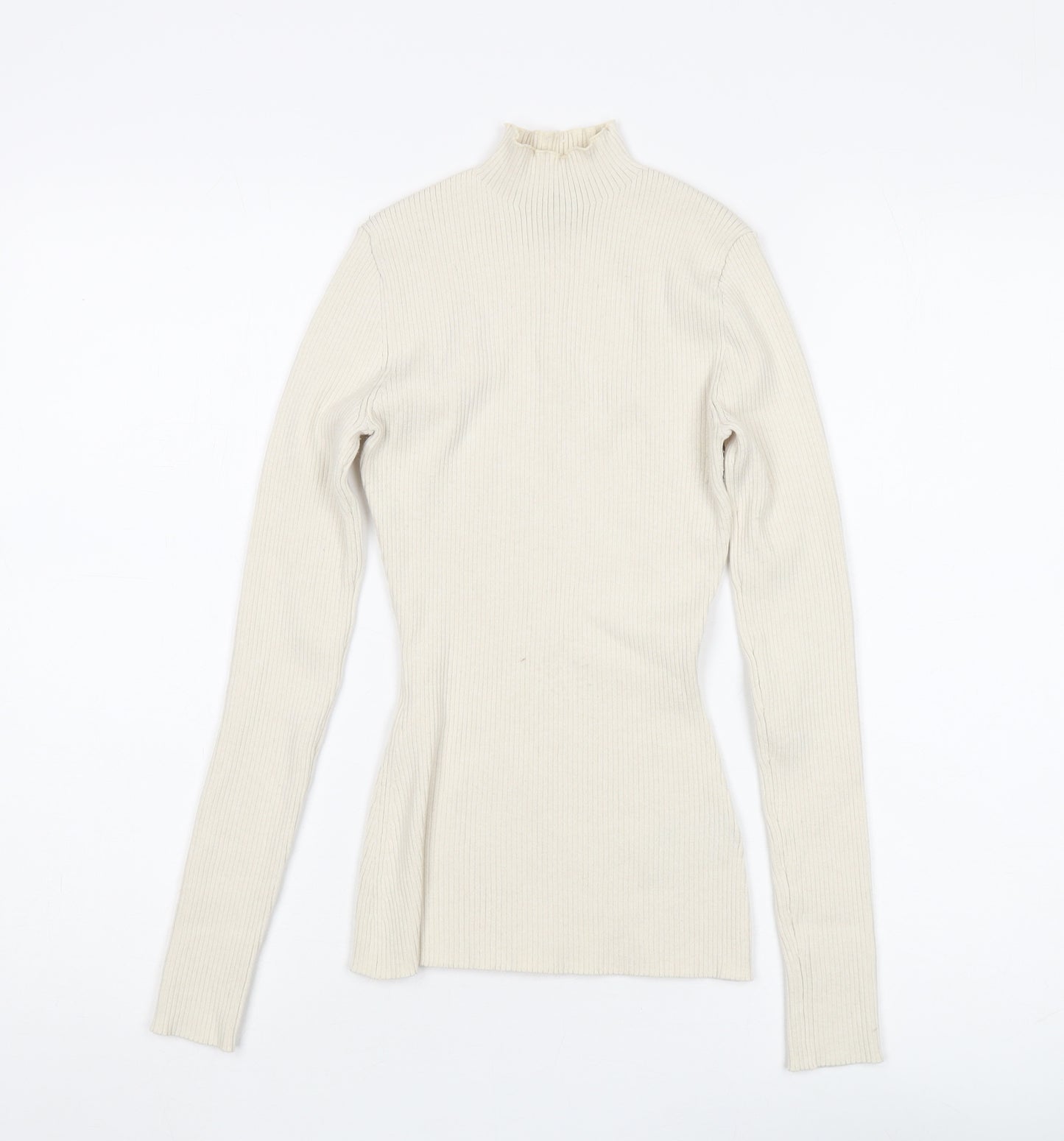 H&M Women's Beige Slim Fit Mock Neck Pullover - Size S