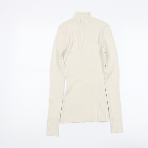 H&M Women's Beige Slim Fit Mock Neck Pullover - Size S