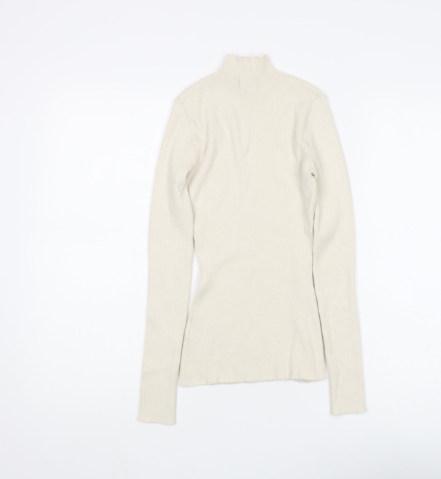 H&M Women's Beige Slim Fit Mock Neck Pullover - Size S
