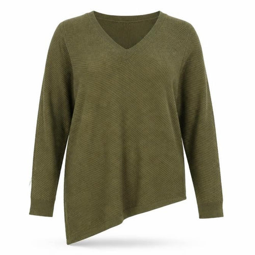 First and I Women's Green V-Neck Knit Tunic Jumper L