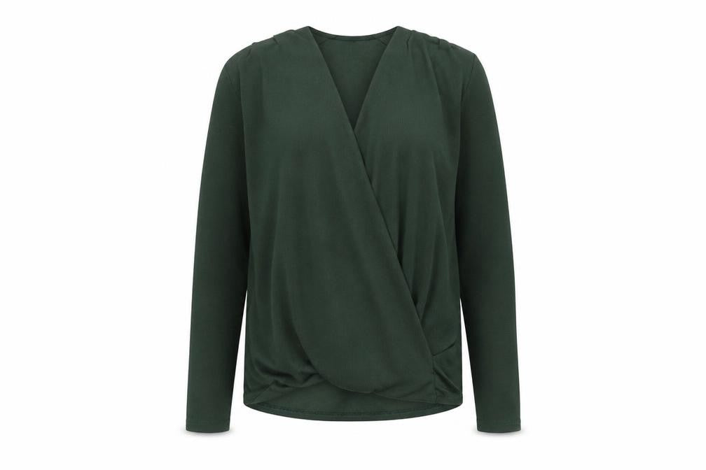 Front view of Dorothy Perkins Women's Green V-Neck jumper, size 10