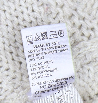 Marks & Spencer Women's Ivory Cable-Knit Jumper Size 14