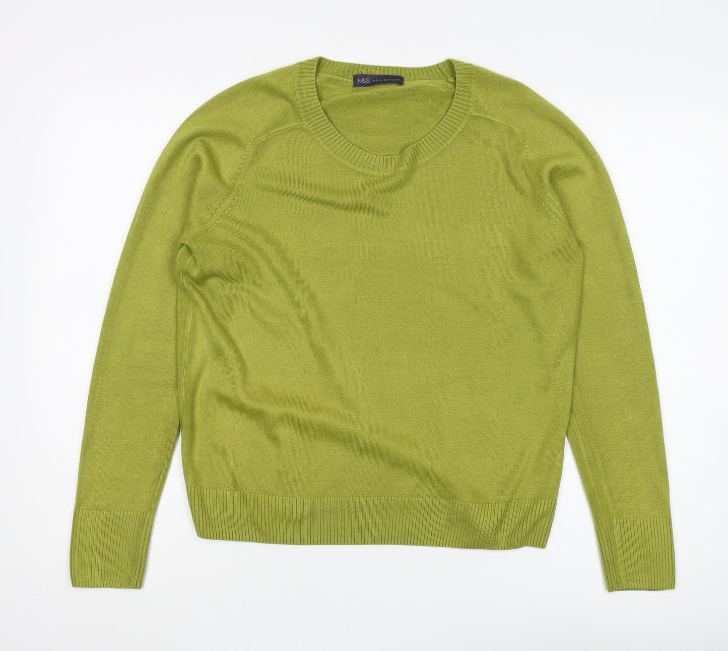Marks and Spencer Women's Green Crew Neck Jumper Size 14