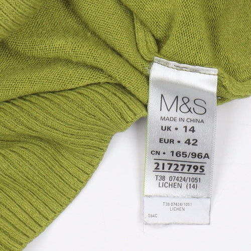 Marks and Spencer Women's Green Crew Neck Jumper Size 14