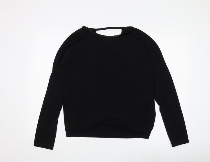 Religion Women's Black Beaded Wrap Blouse, Size S