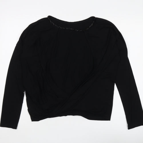 Religion Women's Black Beaded Wrap Blouse, Size S