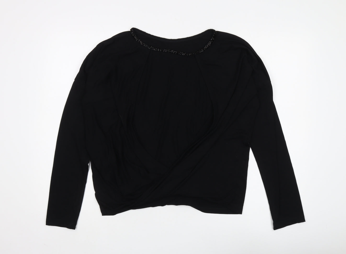 Religion Women's Black Beaded Wrap Blouse, Size S