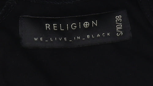 Religion Women's Black Beaded Wrap Blouse, Size S