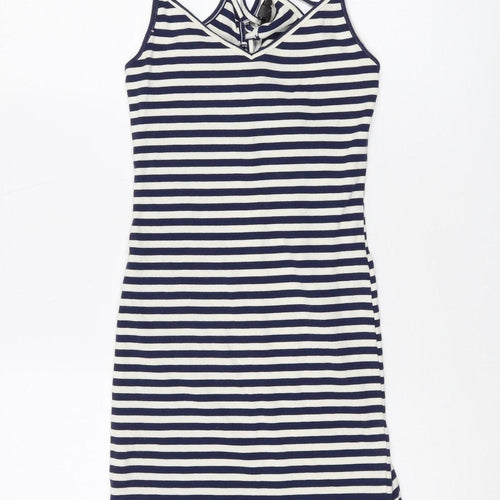 Topshop Women's Blue & White Striped Slip Dress