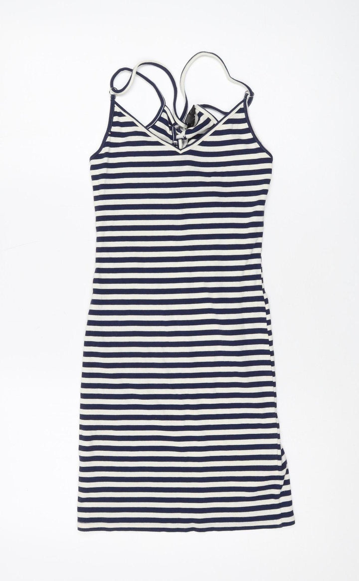 Topshop Women's Blue & White Striped Slip Dress