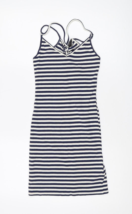 Topshop Women's Blue & White Striped Slip Dress