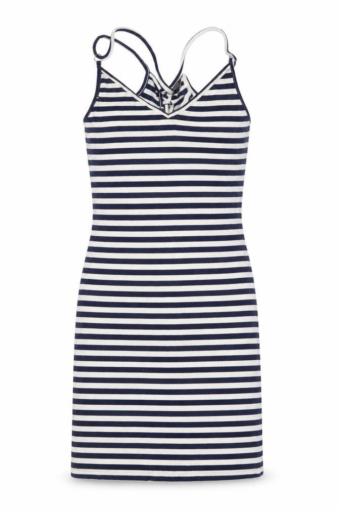 Topshop Women's Blue & White Striped Slip Dress