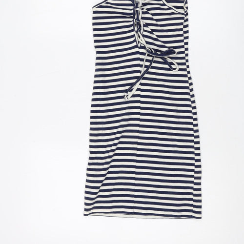 Topshop Women's Blue & White Striped Slip Dress