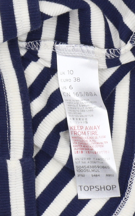 Topshop Women's Blue & White Striped Slip Dress