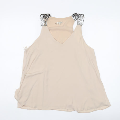 River Island Women's Beige V-Neck Tank Top