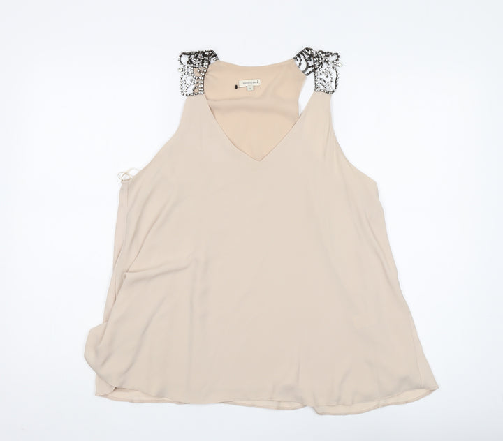 River Island Women's Beige V-Neck Tank Top