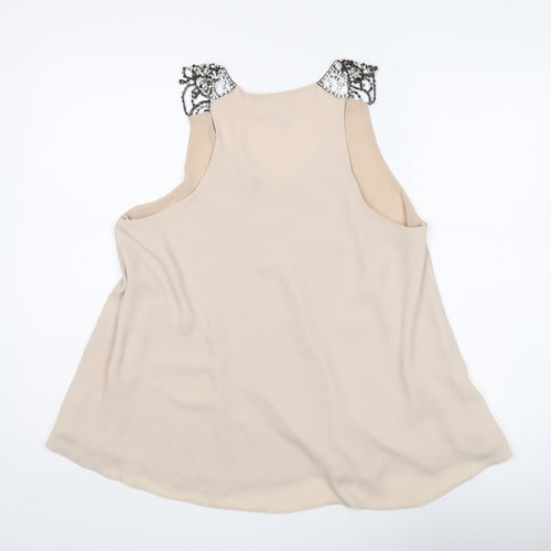 River Island Women's Beige V-Neck Tank Top