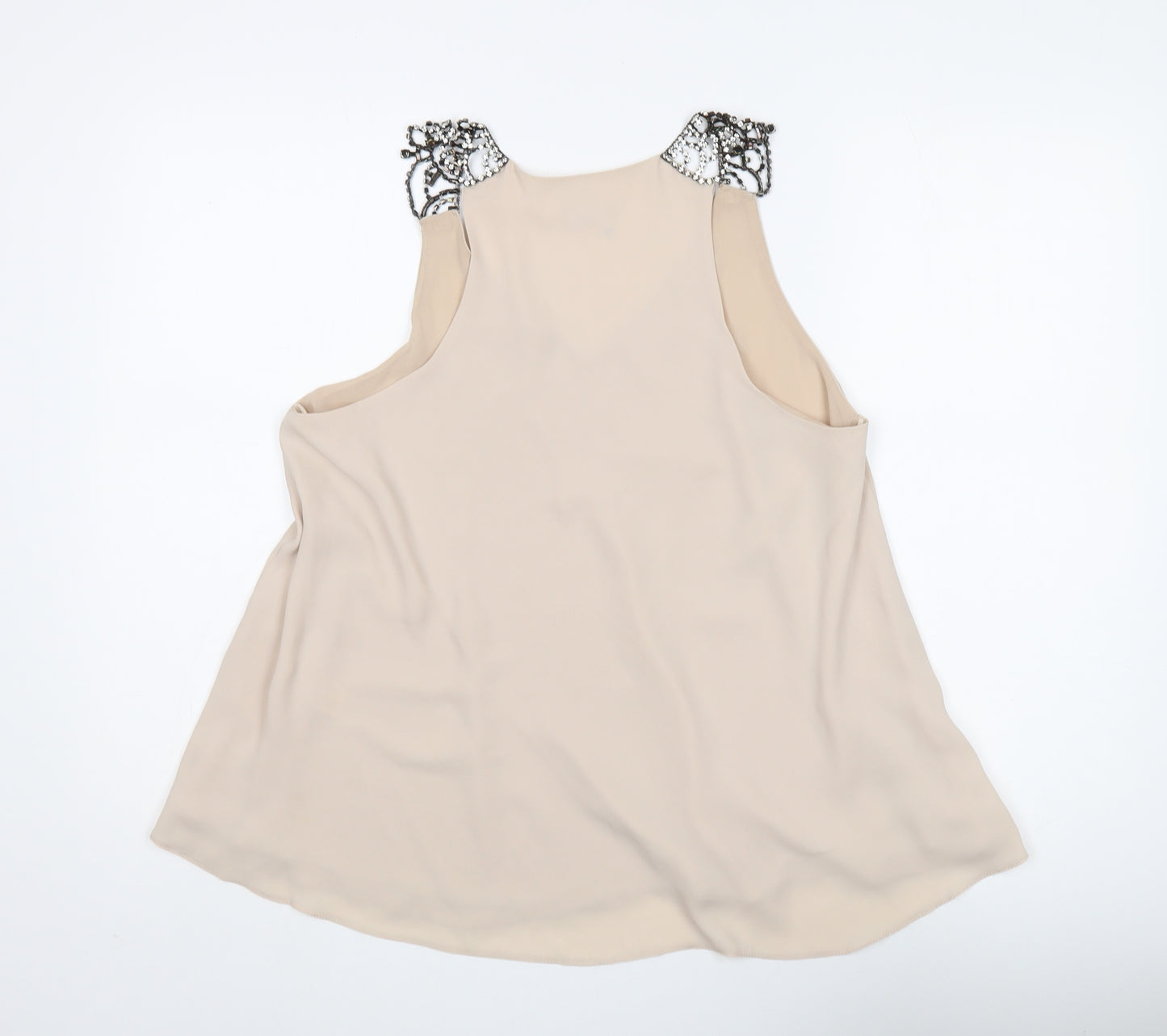 River Island Women's Beige V-Neck Tank Top