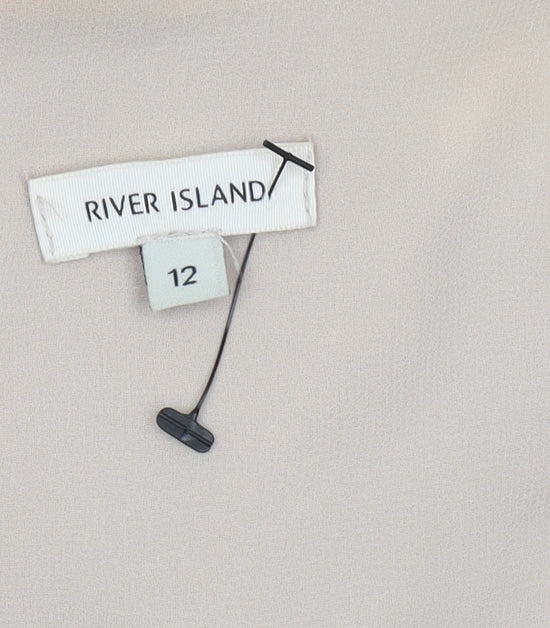 River Island Women's Beige V-Neck Tank Top