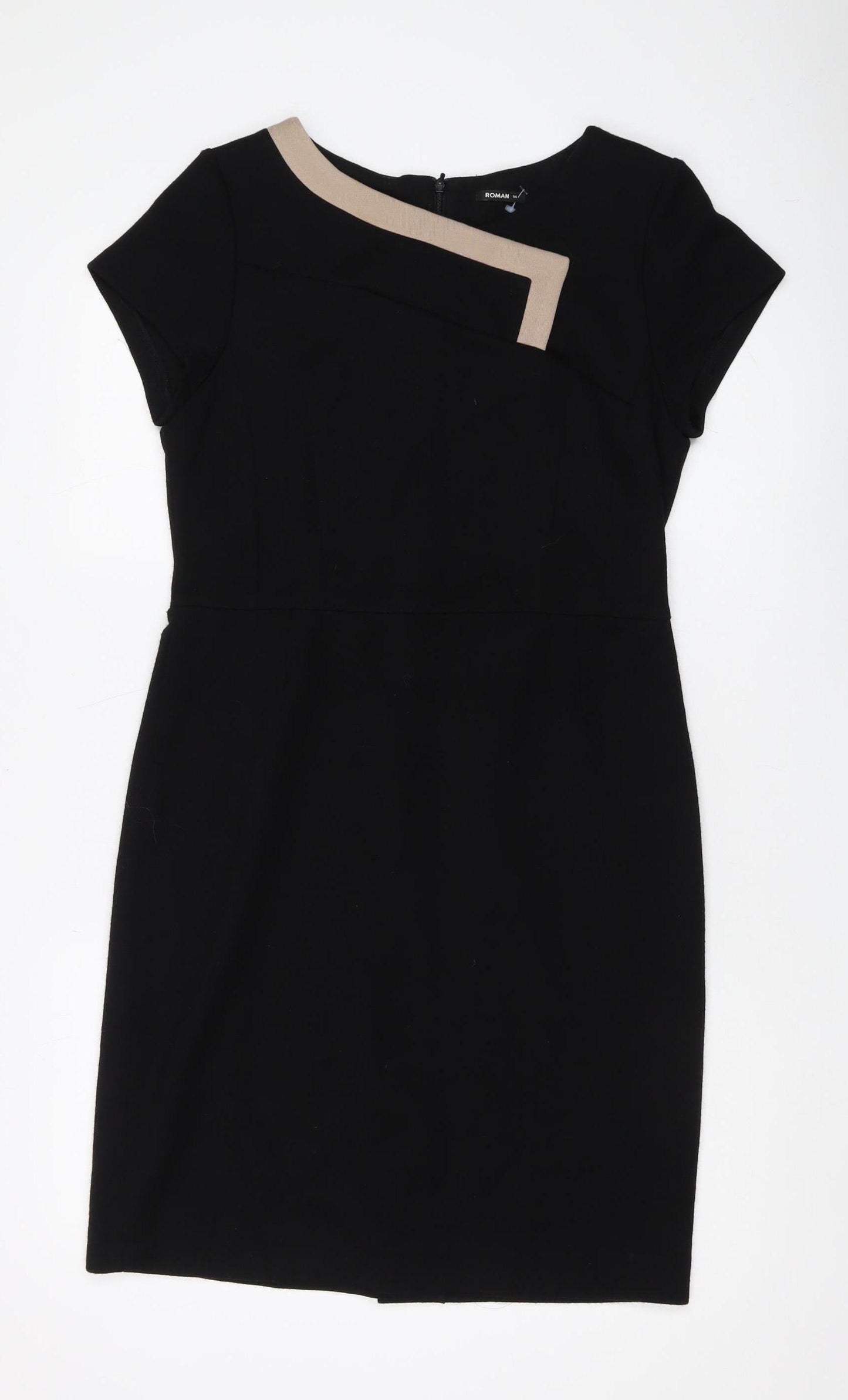 Roman Womens Black Knee Length Bodycon Dress Size 14