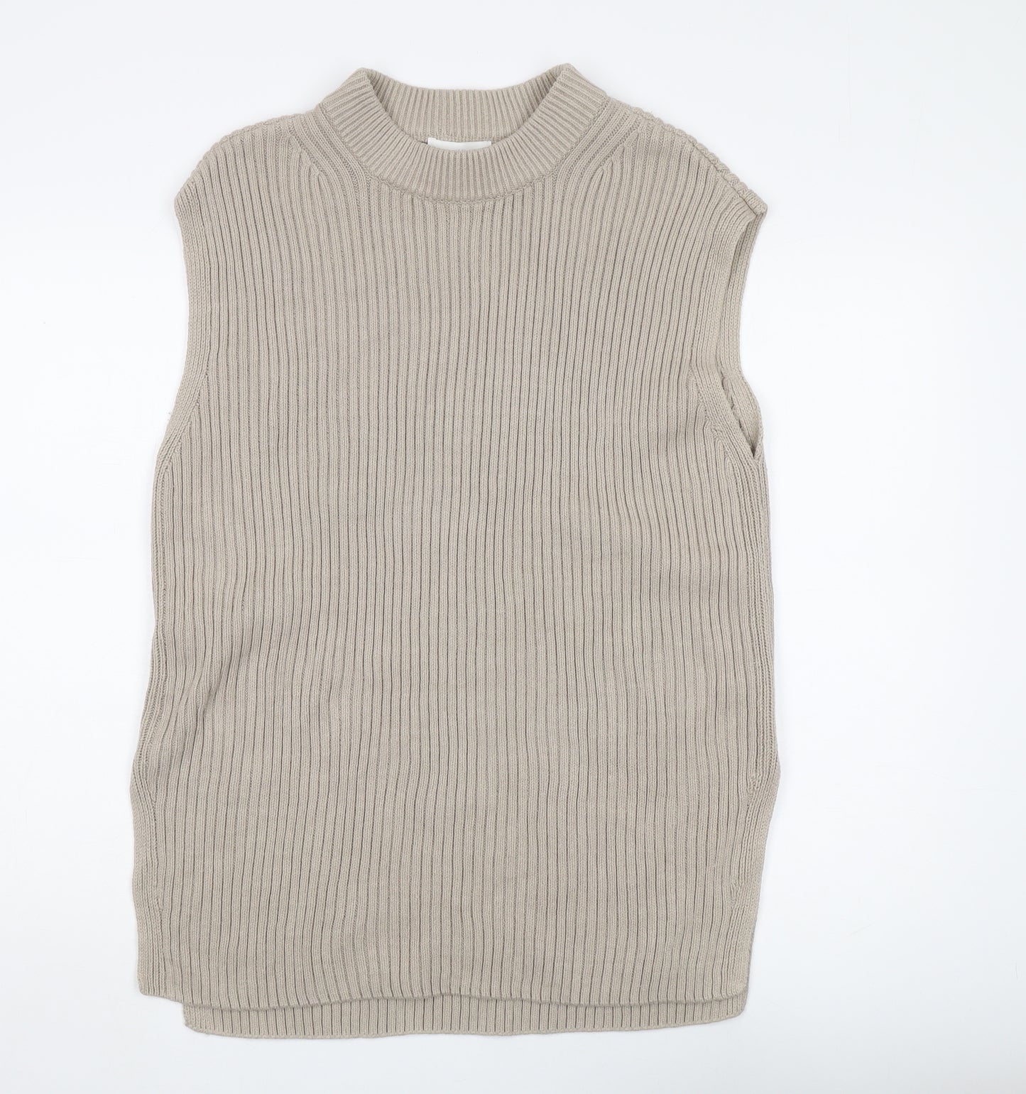 H&M Women's Beige Mock Neck Sleeveless Vest - Size 10