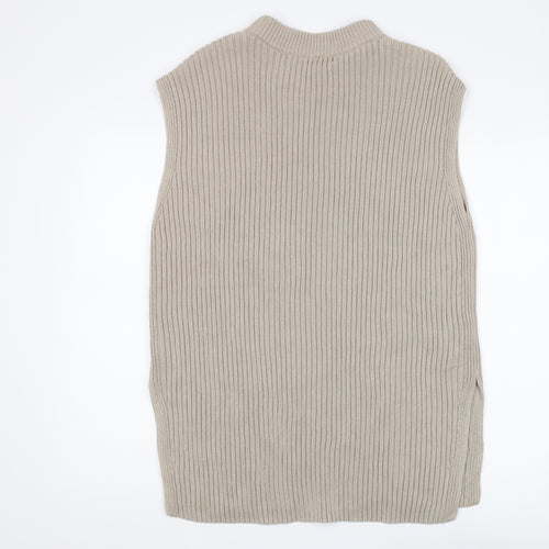 H&M Women's Beige Mock Neck Sleeveless Vest - Size 10