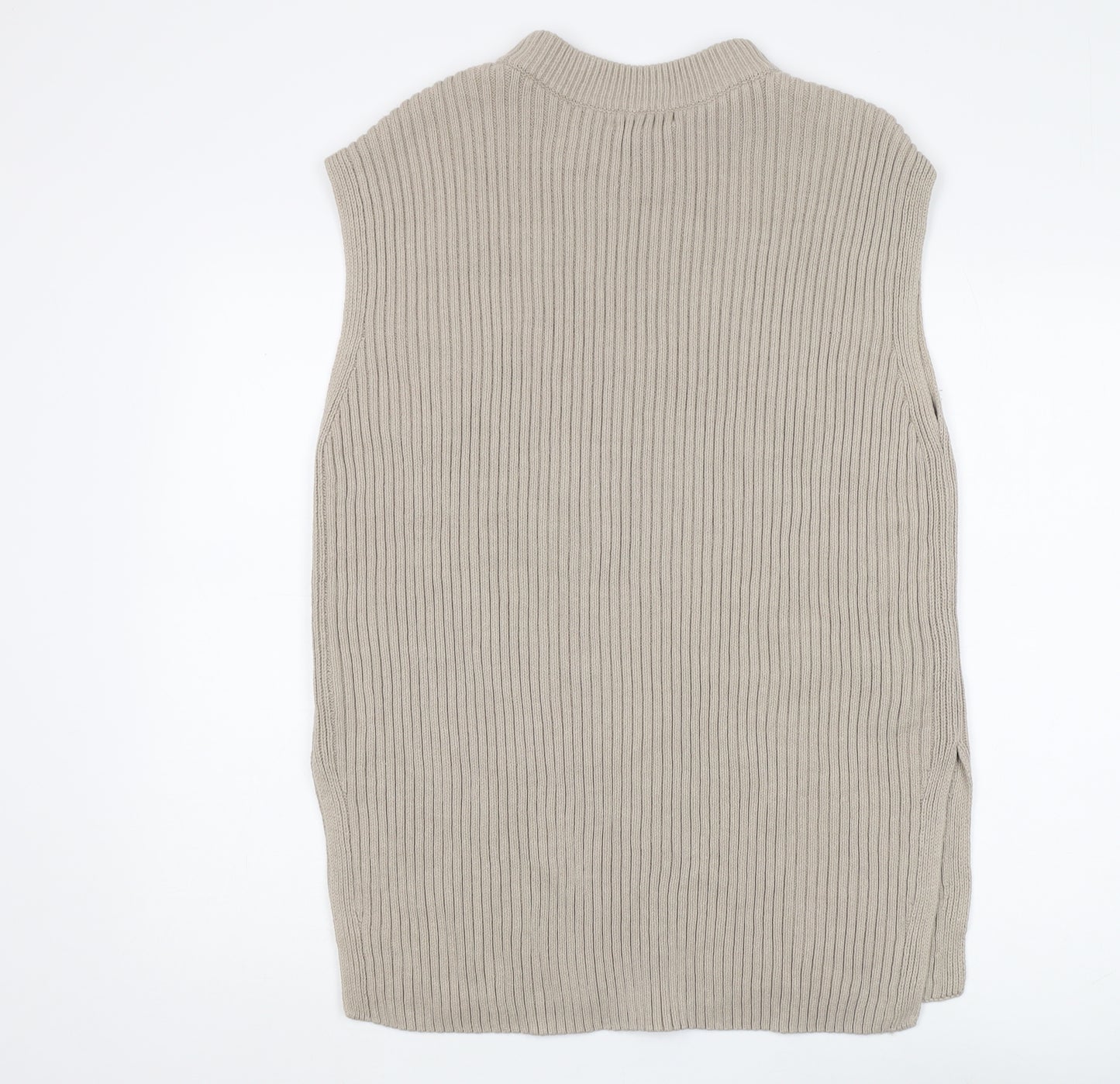 H&M Women's Beige Mock Neck Sleeveless Vest - Size 10