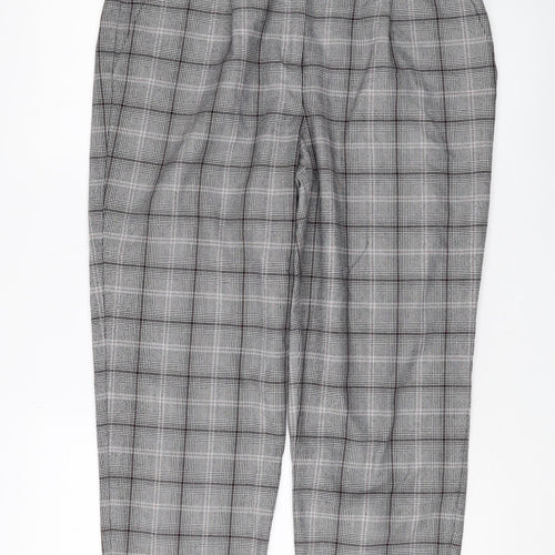 Next Women's Grey Check Trousers Size 14L