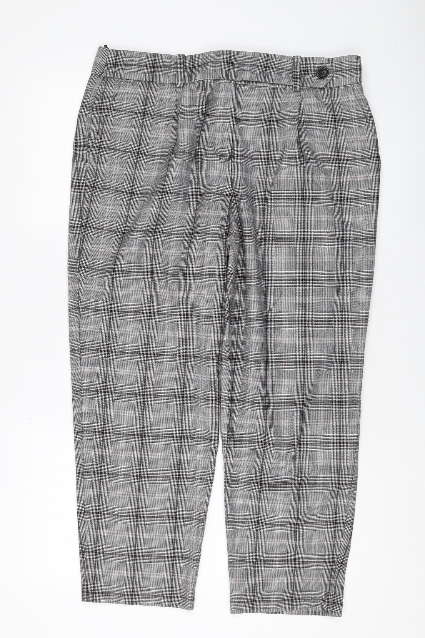 Next Women's Grey Check Trousers Size 14L