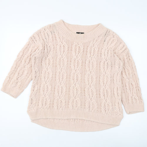 H&M Women's Beige Cable-Knit Pullover Jumper XS