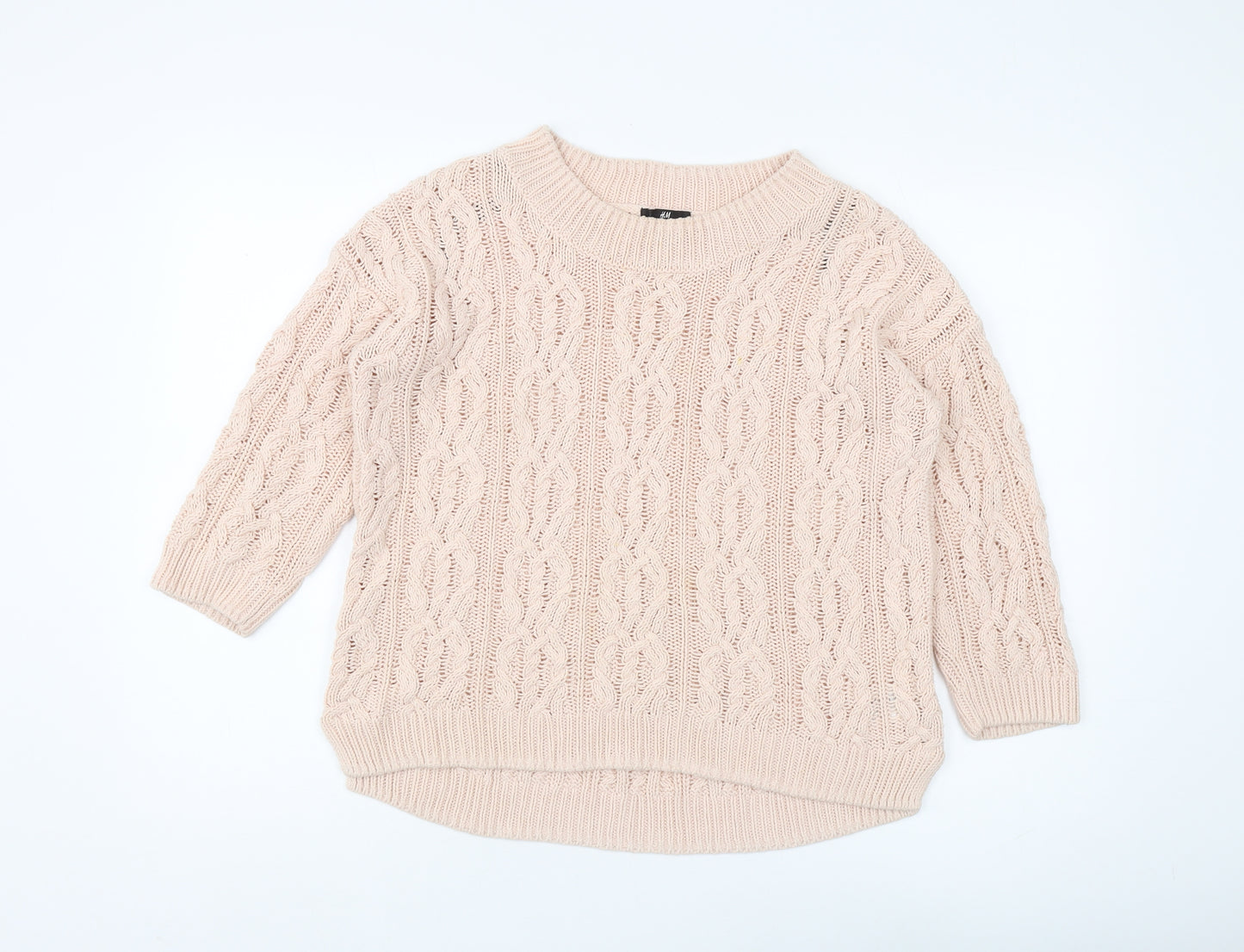H&M Women's Beige Cable-Knit Pullover Jumper XS