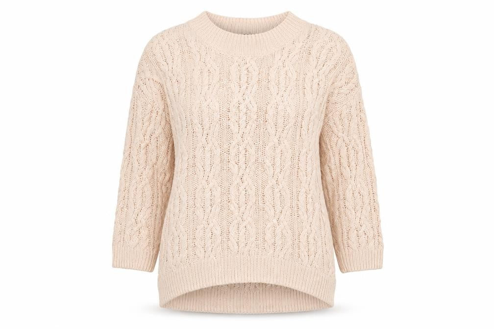 Front view of H&M Women's Beige Cable-Knit jumper XS