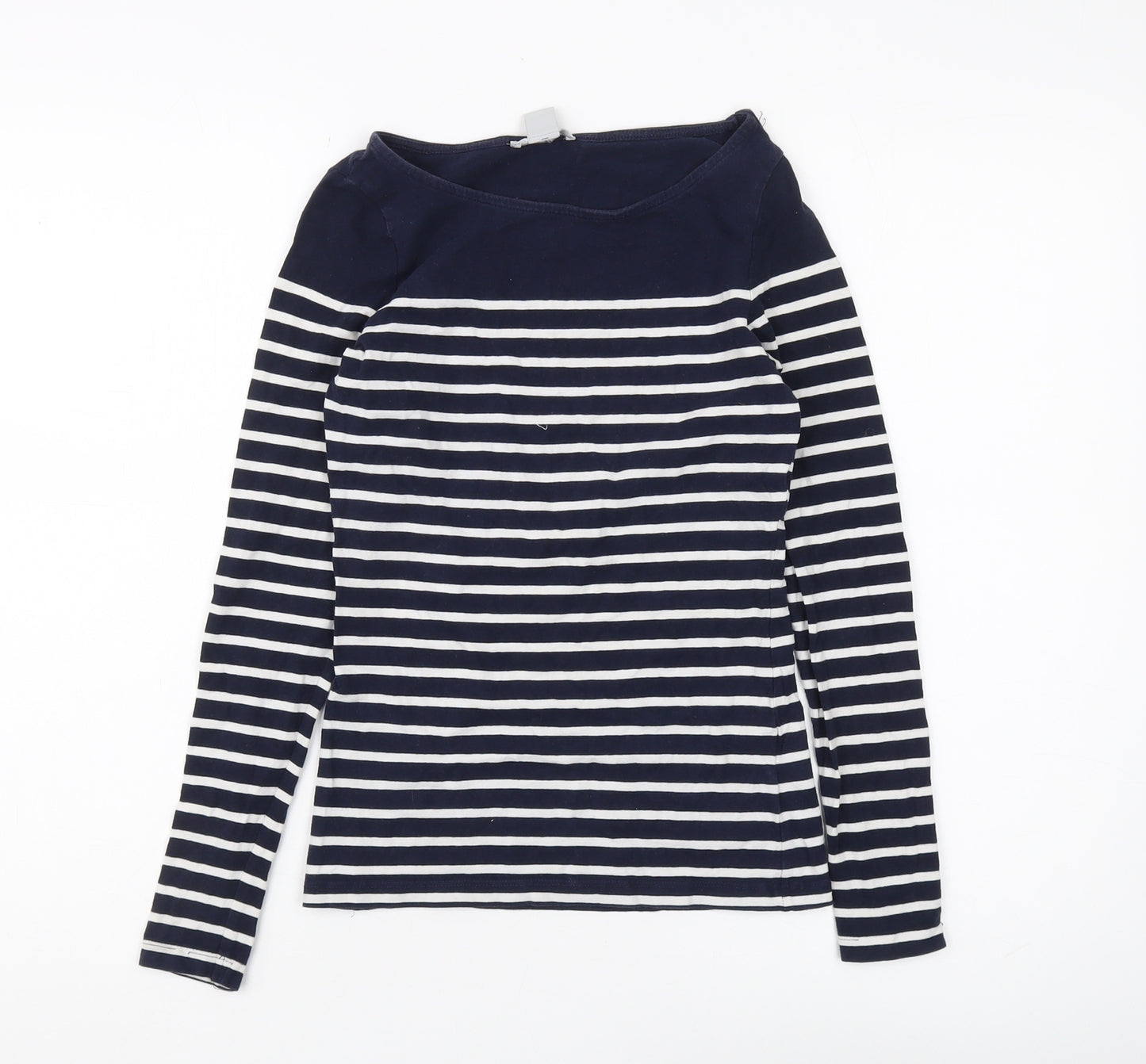H&M Women's Black Striped Boat Neck Jersey T-Shirt Size 8