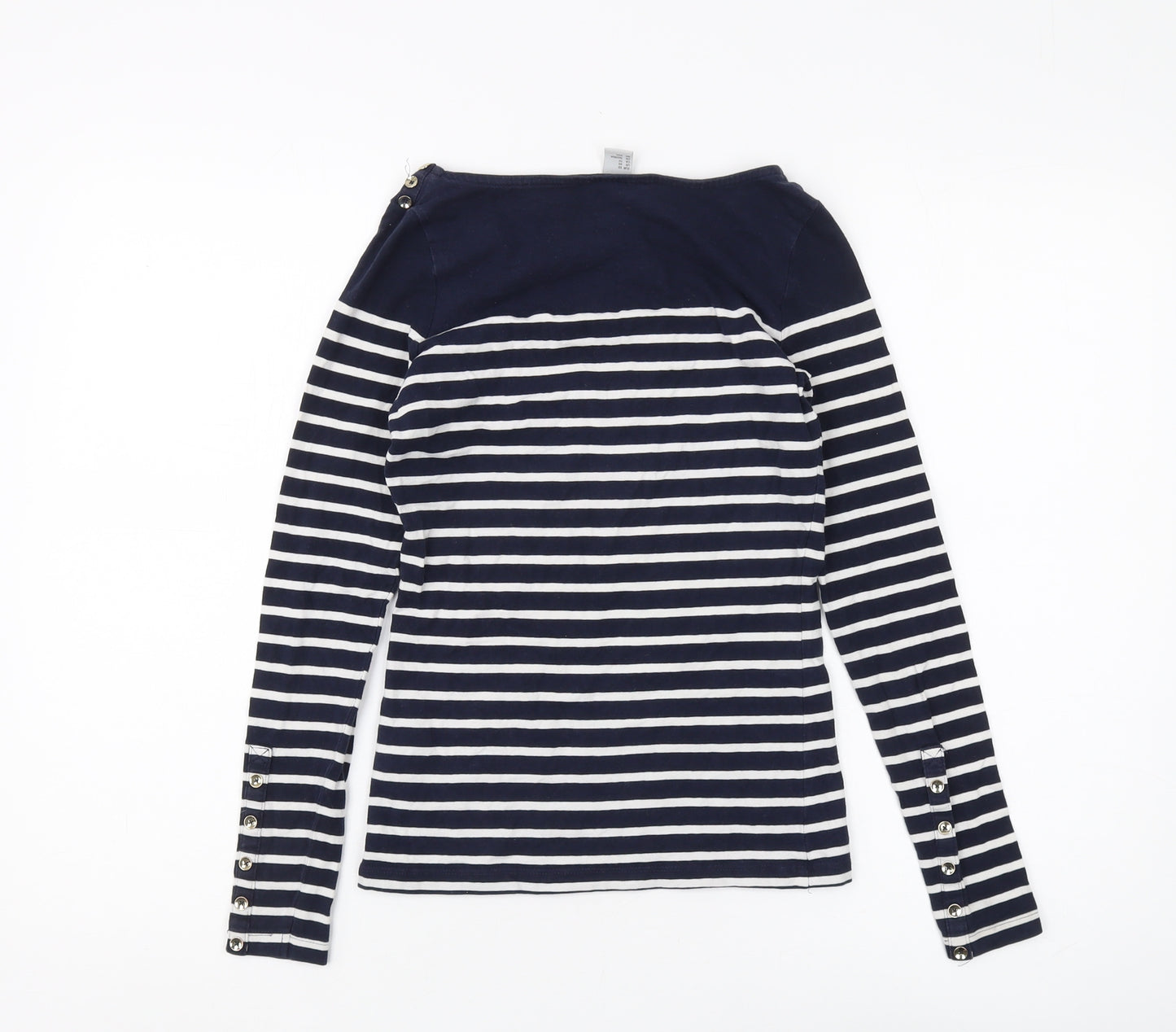 H&M Women's Black Striped Boat Neck Jersey T-Shirt Size 8