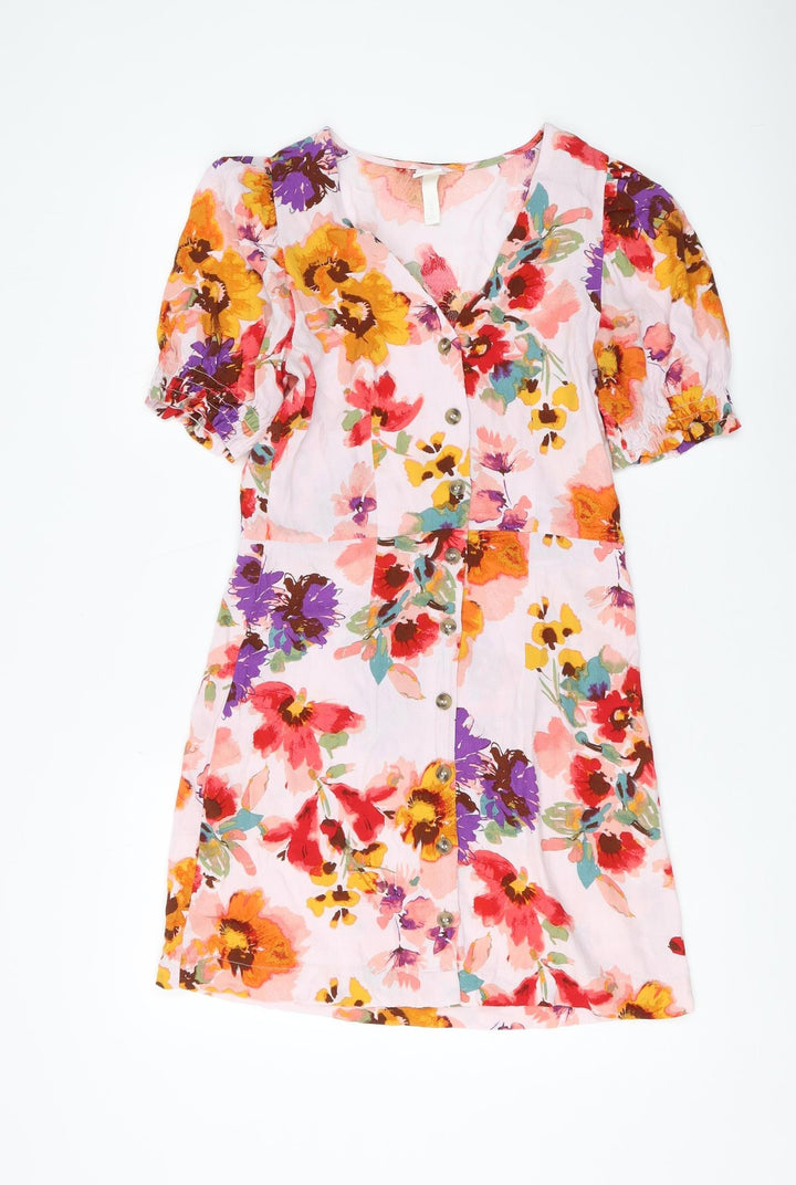 H&M Womens Multicoloured Floral Shift Dress Size 8
